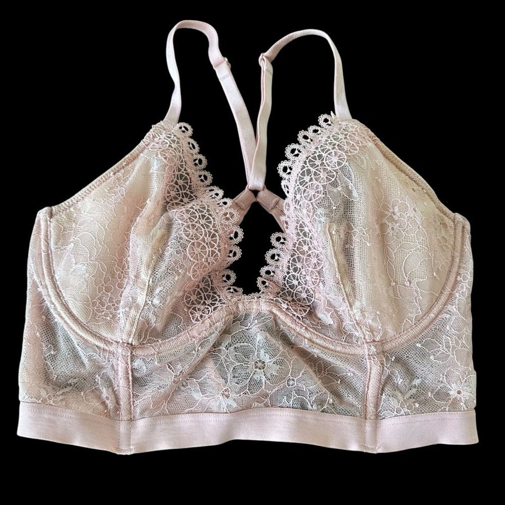 Victorias Secret Very Sexy 32 D Light Pink Lace Longline Racerback underwire bra